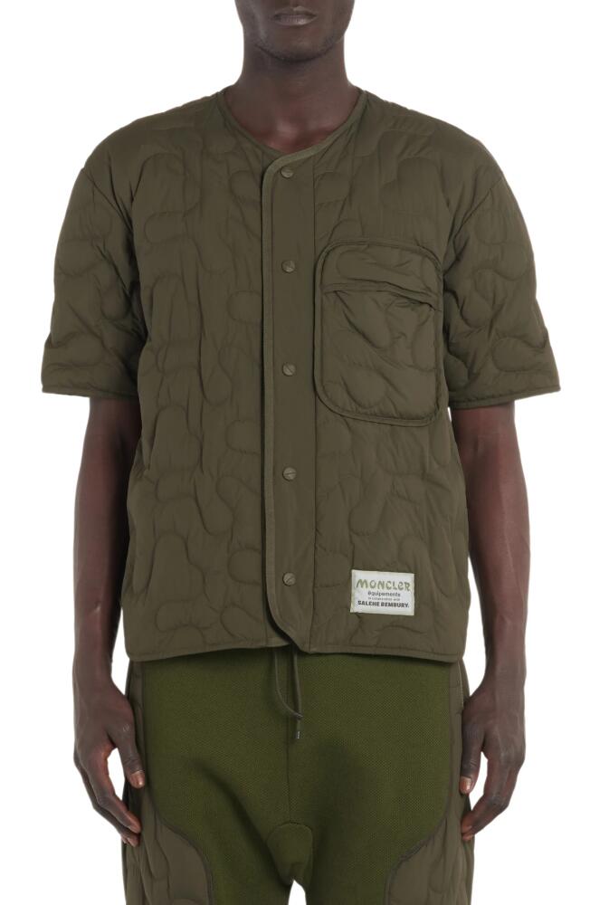 Moncler Genius x Salehe Bembury Short Sleeve Padded Down Shirt in Green Cover