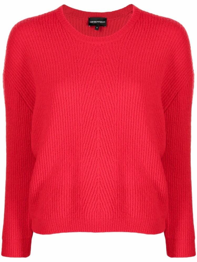 Emporio Armani ribbed-knit drop-shoulder jumper - Red Cover