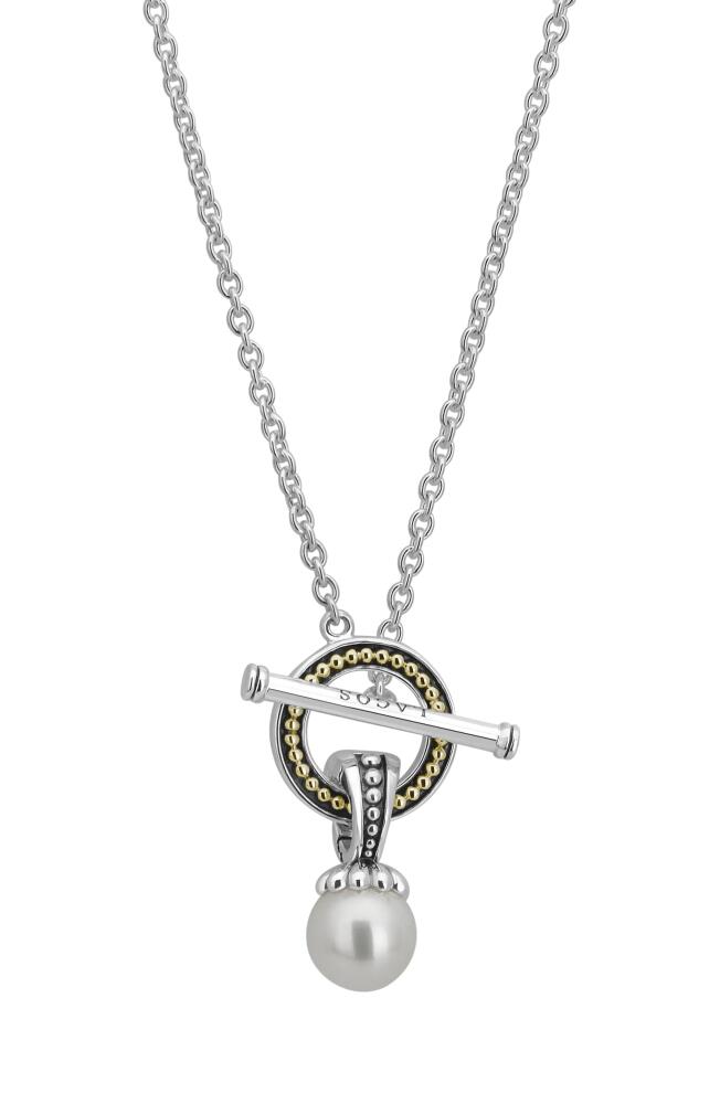 LAGOS Luna Pearl Toggle Pendant Necklace in Silver/Pearl Cover