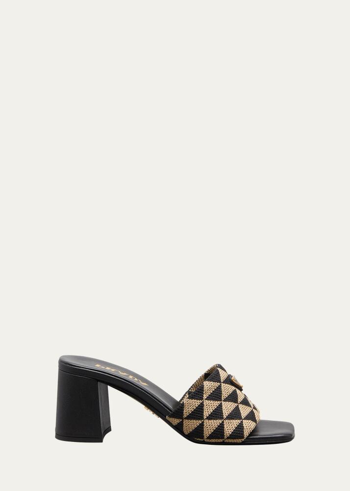 Prada Triangolo Jacquard Flat Slide Sandals Cover