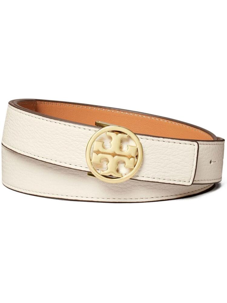 Tory Burch reversible logo-buckle leather belt - White Cover