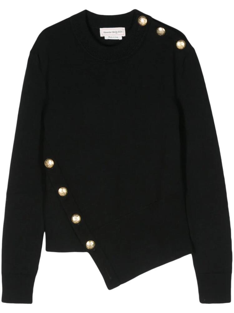 Alexander McQueen fine-knit asymmetric jumper - Black Cover