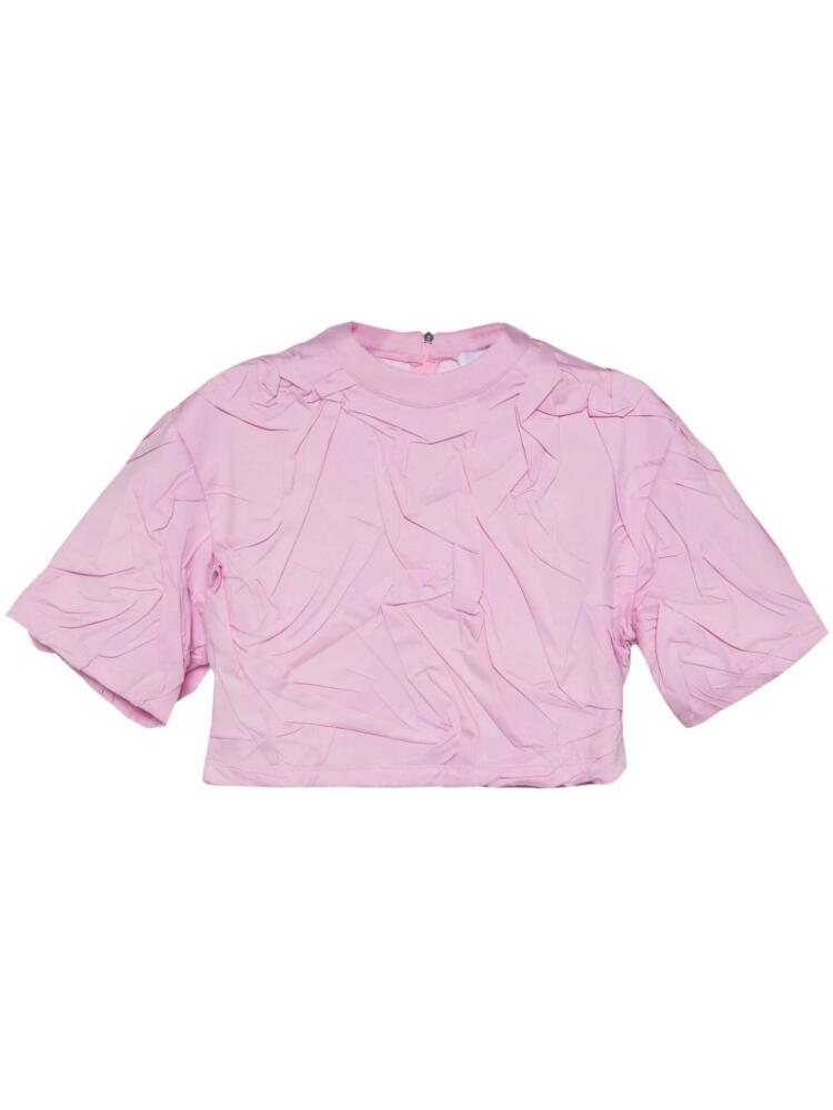 MSGM pleated cotton T-shirt - Pink Cover