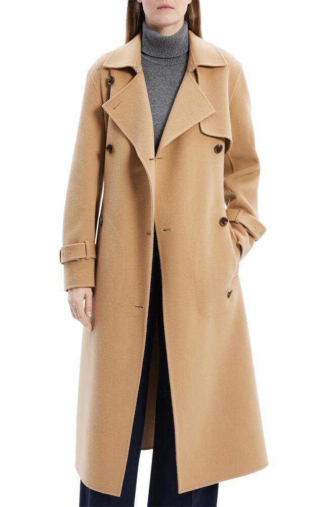 Theory Tie Waist Wool & Cashmere Trench Coat in New Camel - E92 Cover