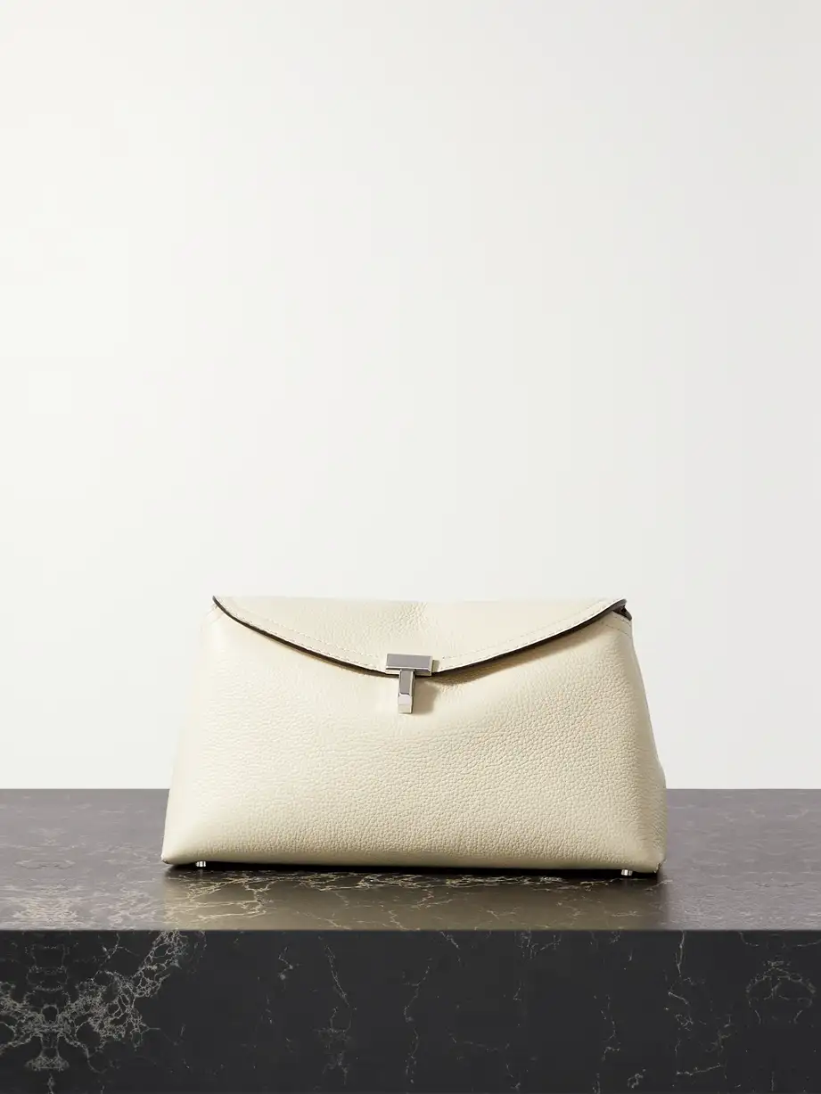 TOTEME - T-lock Textured-leather Clutch - Off-white Cover