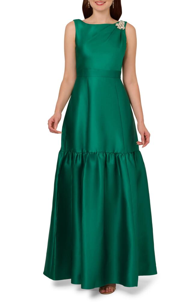 Adrianna Papell Mikado Gown in Vivid Emerald Cover