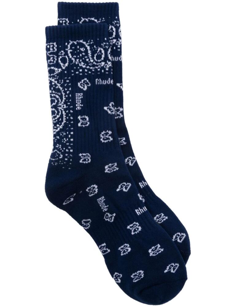 RHUDE bandana jacquard socks - Blue Cover