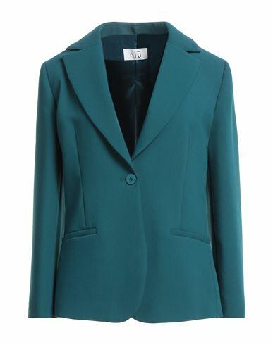 Niū Woman Blazer Deep jade Polyester, Viscose, Elastane Cover