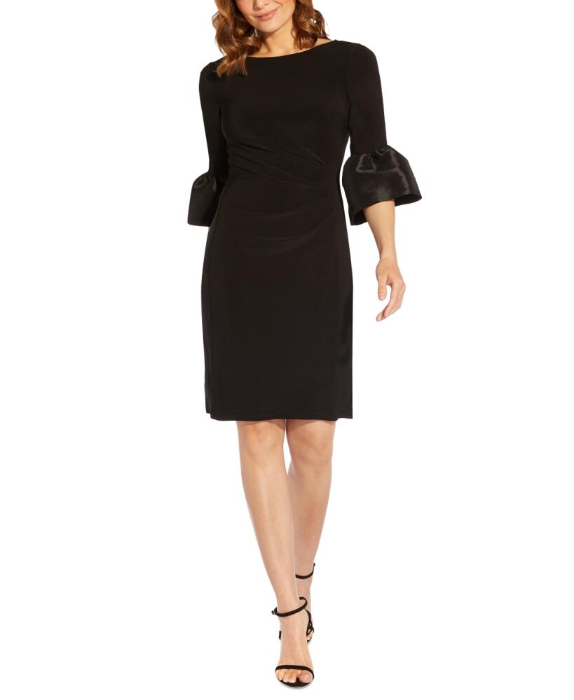 Adrianna Papell Women's Bell-Cuff Draped Jersey Dress - Black Cover