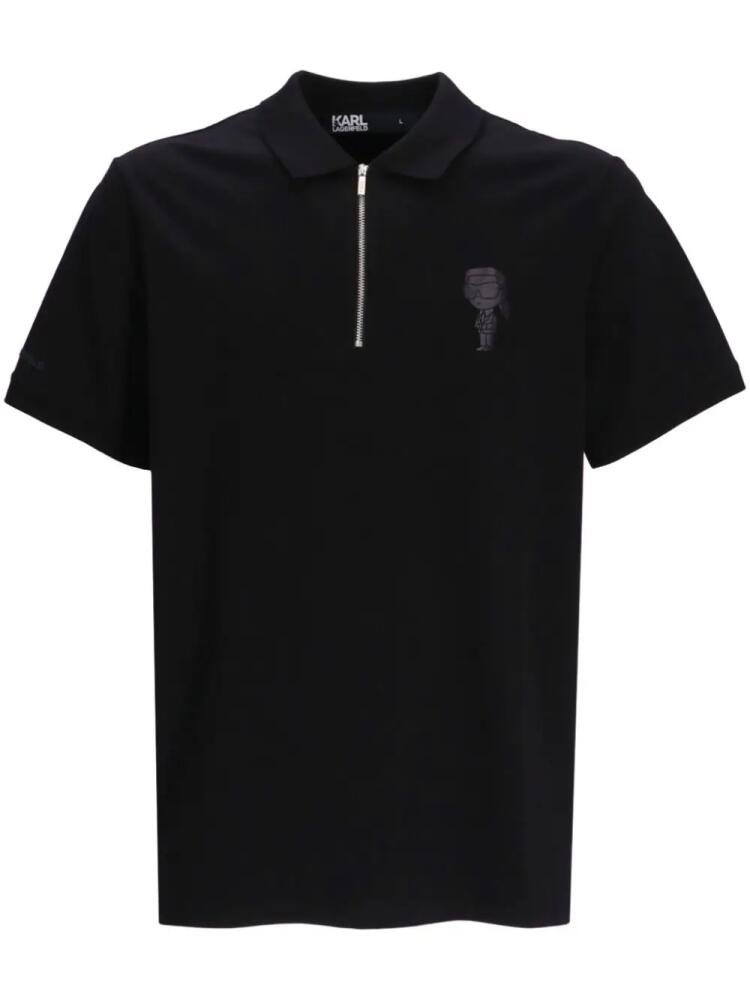 Karl Lagerfeld logo-appliqué cotton polo shirt - Black Cover