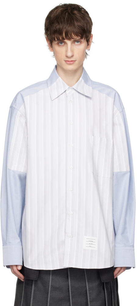 Thom Browne Gray & Blue Paneled Shirt Cover