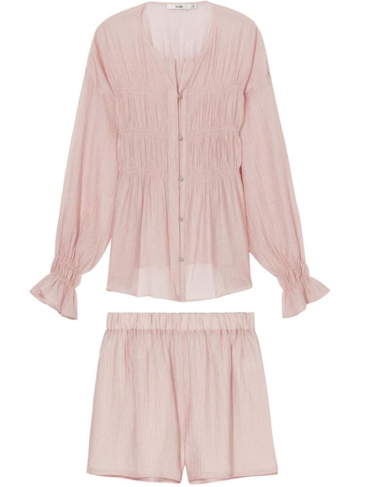 b+ab pleated shirred-effect short set - Pink Cover