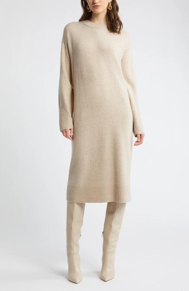 Nordstrom Long Sleeve Wool & Cashmere Sweater Dress in Tan Doeskin Heather Cover