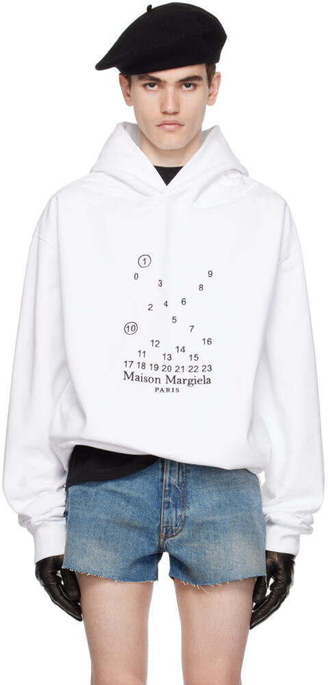 Maison Margiela White Embroidered Hoodie Cover