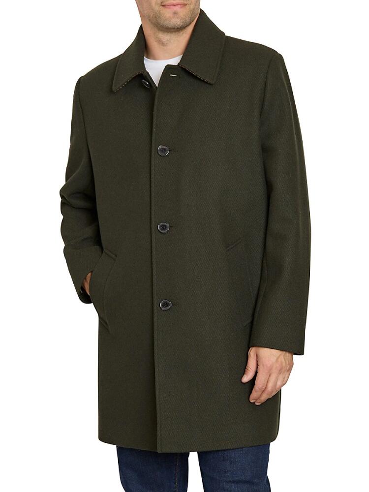 Sam Edelman Men's Textured Wool Blend Coat - Moss Twill Cover