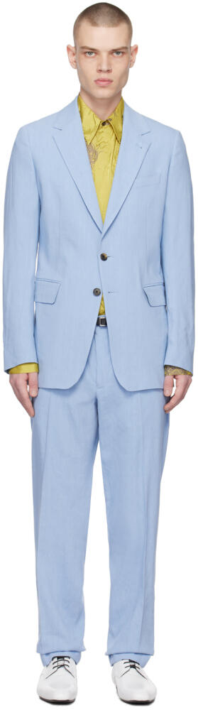 Dries Van Noten Blue Two-Button Suit Cover