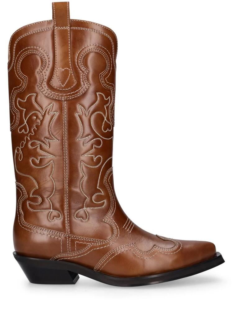 GANNI 40mm Mid Shaft Embroidered Western Boots Cover