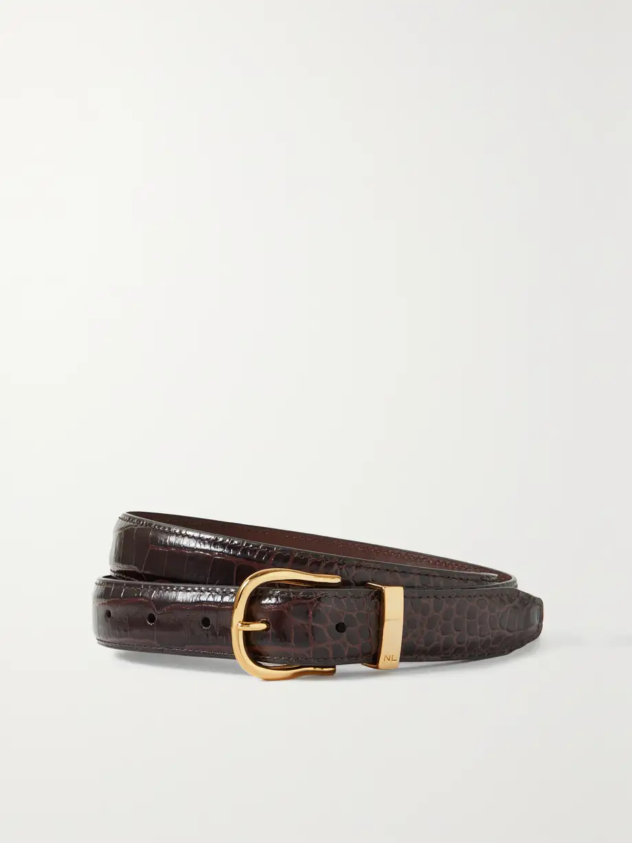 Nili Lotan - Louise Croc-effect Leather Belt - Brown Cover