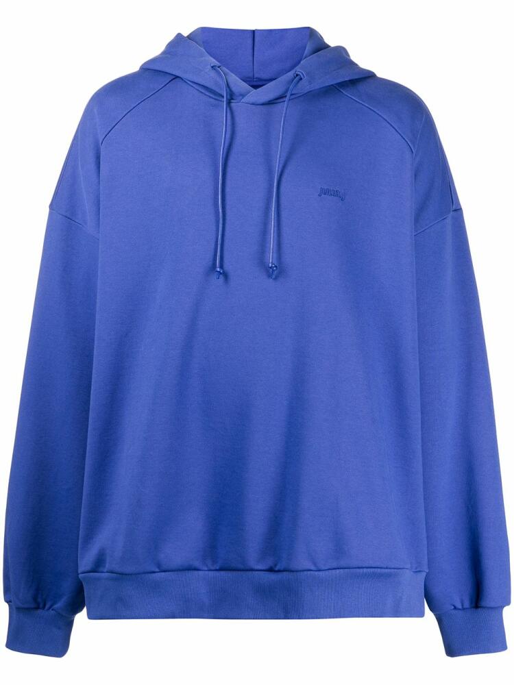 Juun.J logo drawstring hoodie - Blue Cover