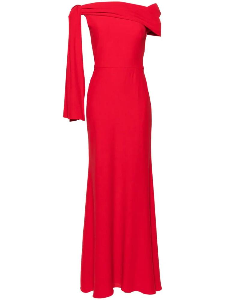 Alexander McQueen draped off-shoulder gown - Red Cover