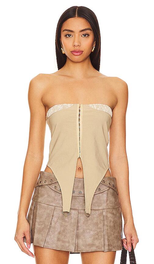 Zemeta Lace Locket Tube Top in Beige Cover