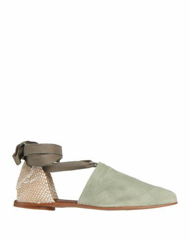 Castañer Woman Espadrilles Sage green Soft Leather, Textile fibers Cover