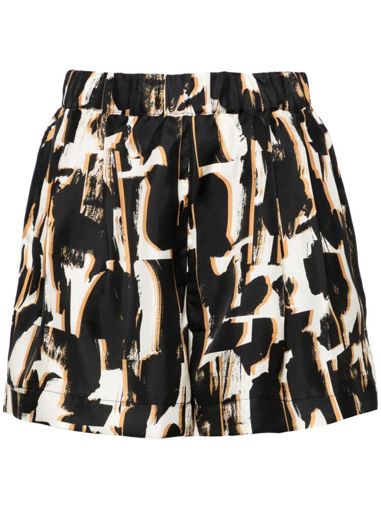 Asceno Zurich abstract-print silk shorts - Black Cover