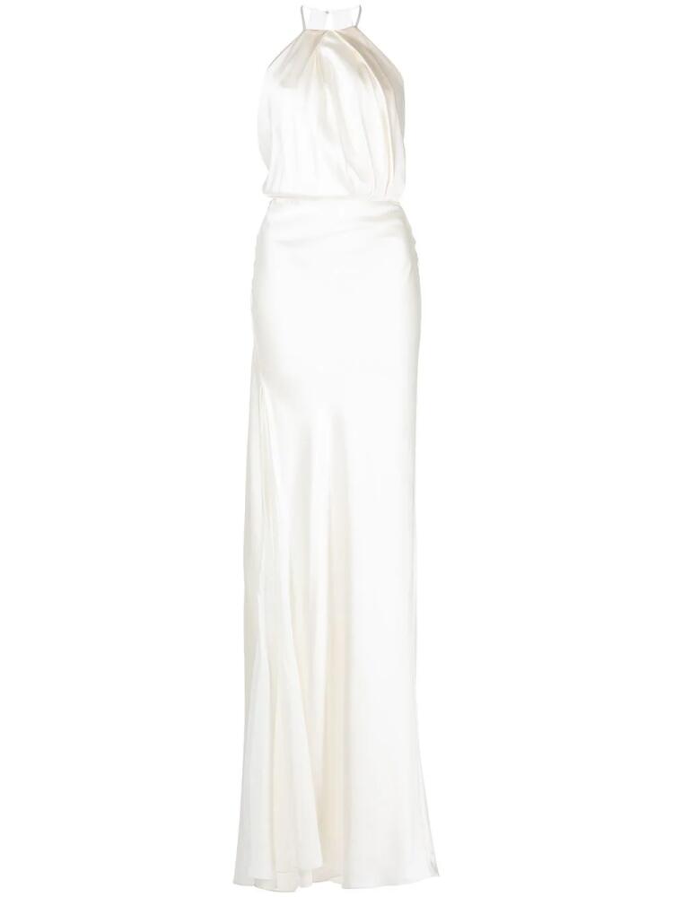 Michelle Mason pleated-detail silk gown - White Cover