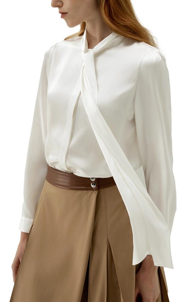 Lilysilk Bow-tie Neck Silk Blouse in Natural White Cover