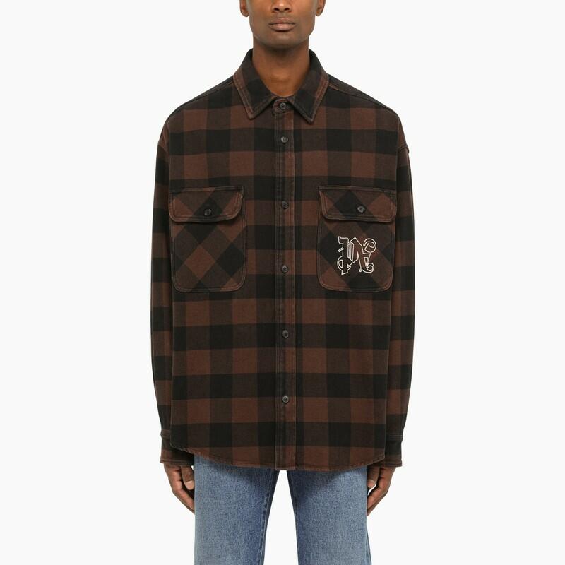 Palm Angels Brown check pattern shirt Cover