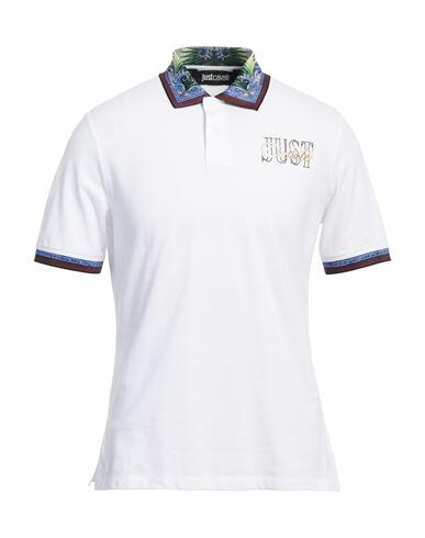 Just Cavalli Man Polo shirt White Cotton, Polyester, Elastane Cover