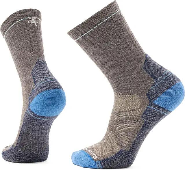 Smartwool Hike Light Cushion Crew Socks (Taupe-Laguna Blue) Men's Crew Cut Socks Shoes Cover