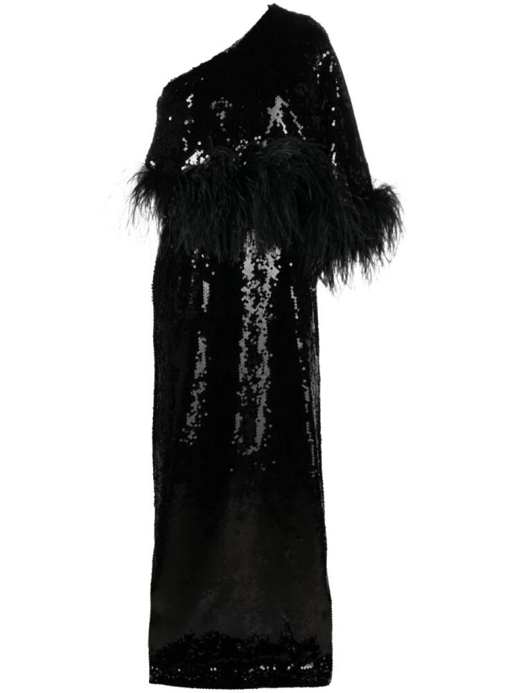 16Arlington Alder feather-trimmed sequinned gown - Black Cover