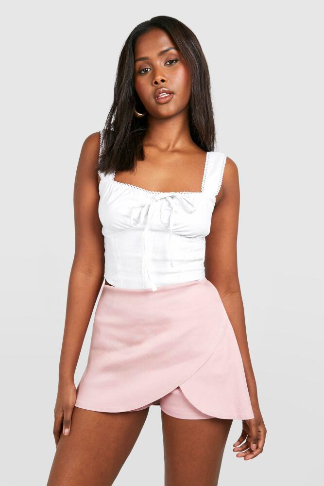 boohoo Womens Wrap Over Skort - Pink Cover