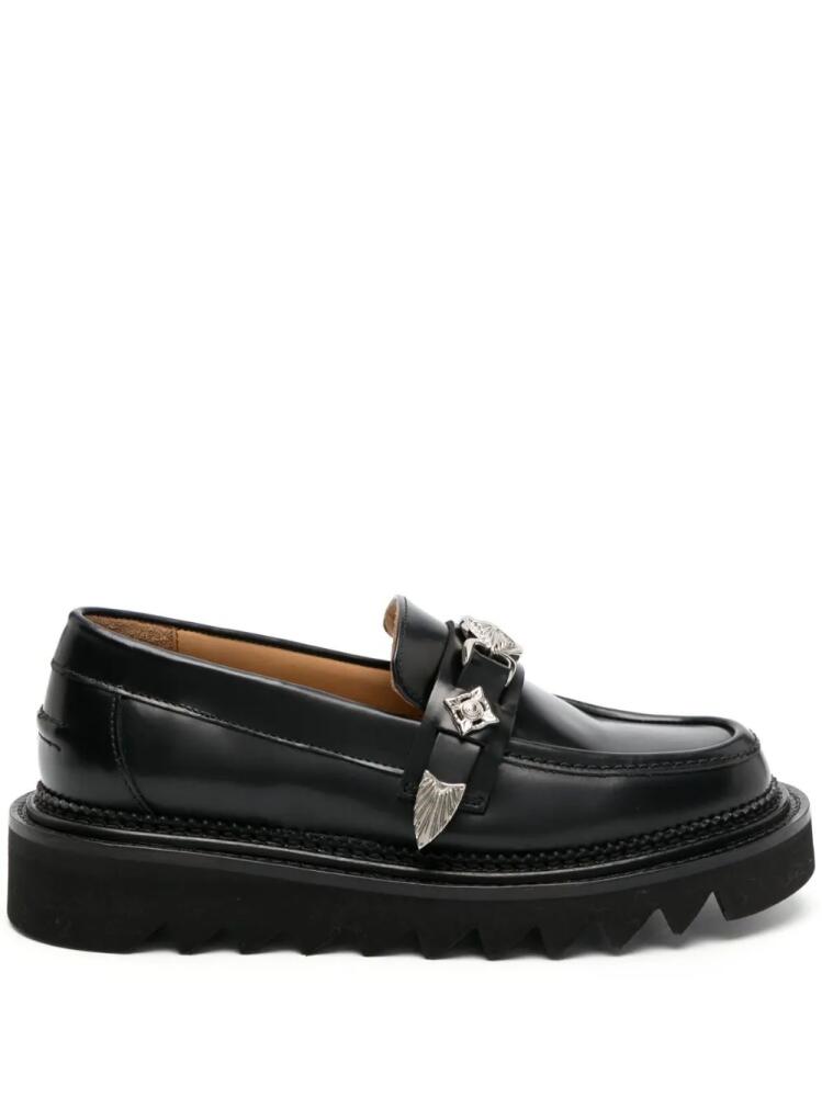 Toga Pulla stud-embellished leather loafers - Black Cover