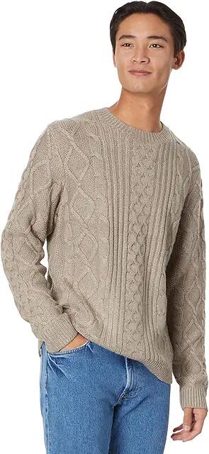 Lucky Brand Mixed Stitch Tweed Crew Neck Sweater (Vintage Khaki) Men's Sweater Cover