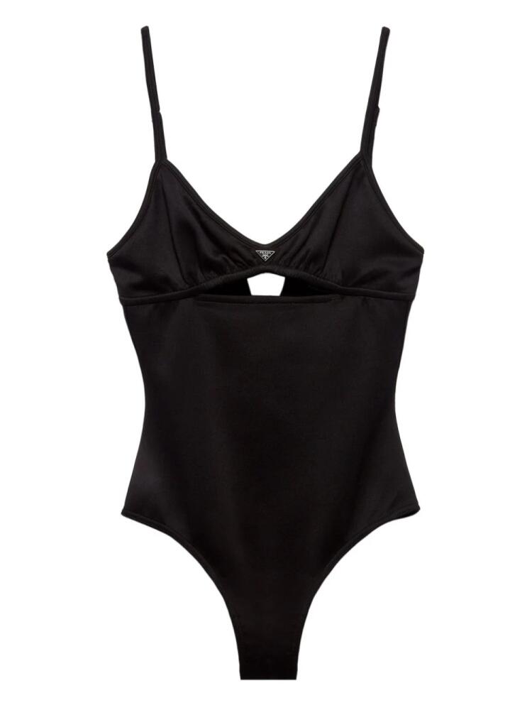 Prada triangle-logo cut-out swimsuit - Black Cover