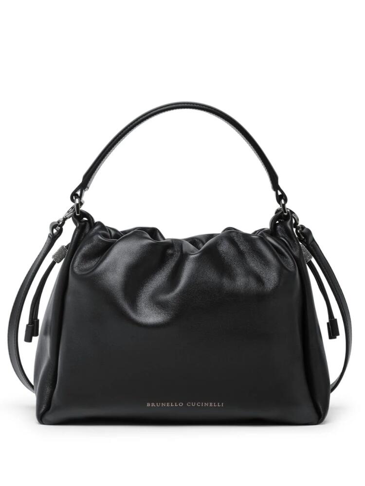 Brunello Cucinelli small Mellow leather bucket bag - Black Cover