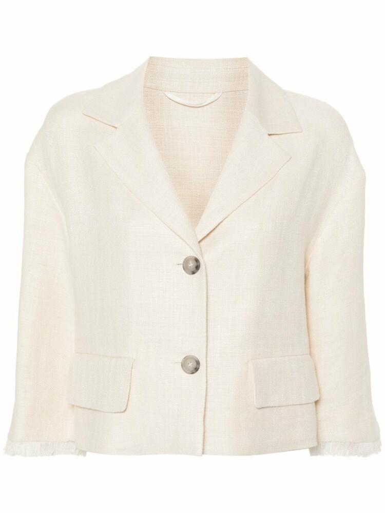 Peserico linen-blend cropped blazer - Neutrals Cover