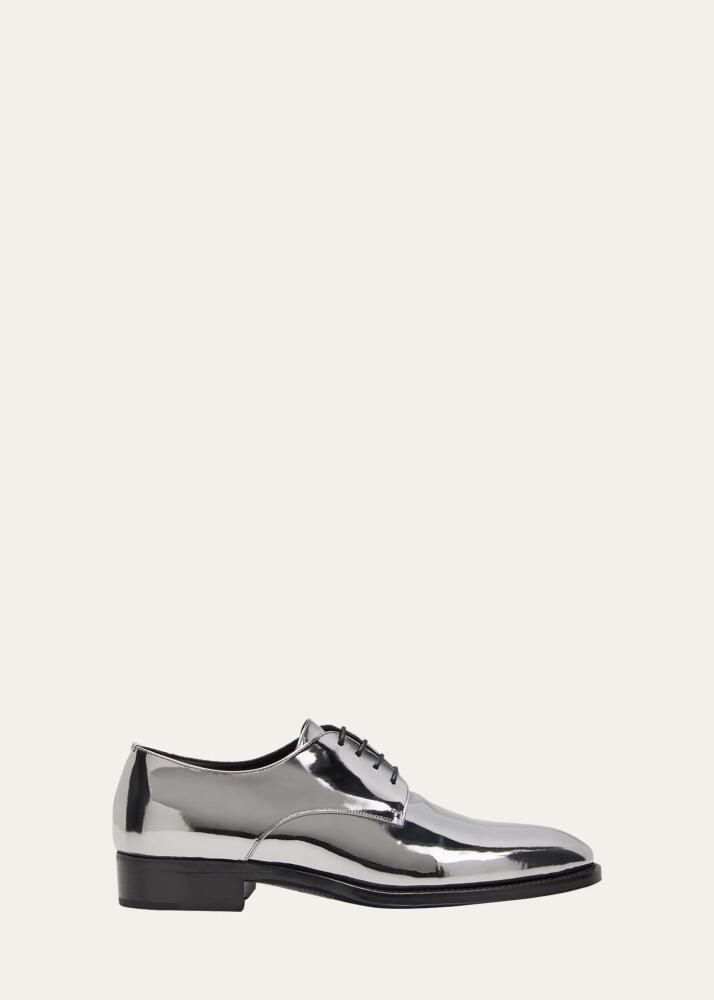 Saint Laurent Men's Adrien 25 Metallic Leather Derby Shoes Cover