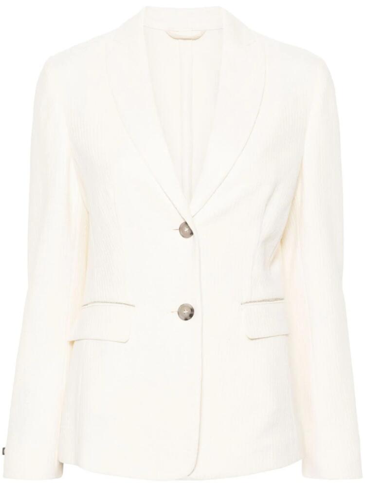 Peserico bead-detail cotton-blend blazer - Neutrals Cover