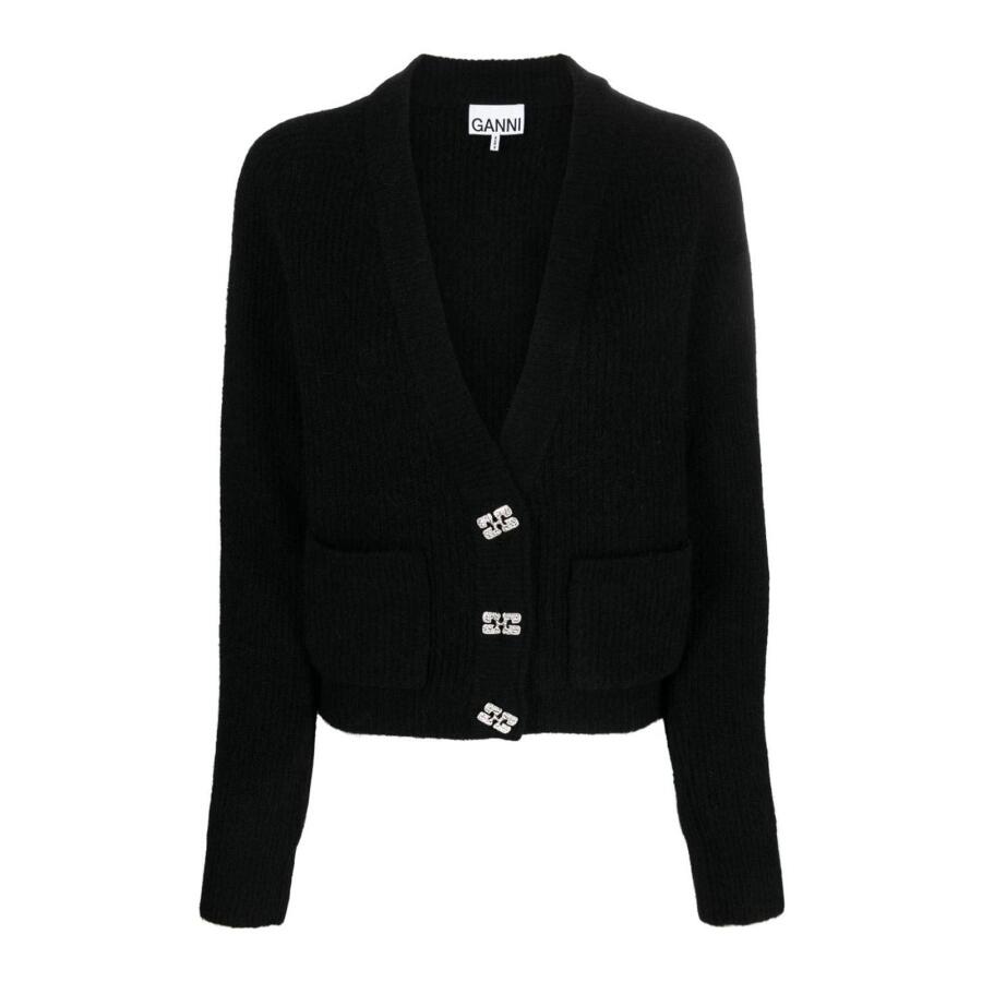 Ganni Ladies Black Soft Wool Cardigan Cover