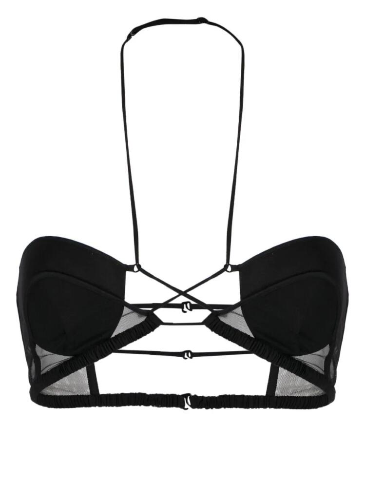 Nensi Dojaka tulle-panel halterneck bra - Black Cover