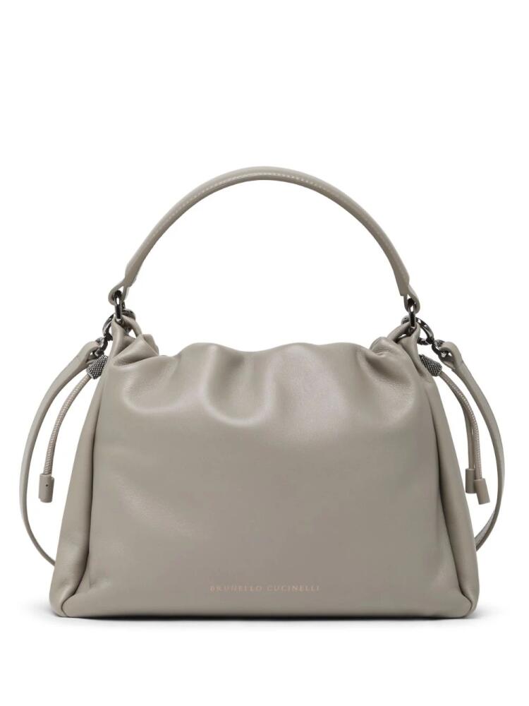 Brunello Cucinelli small Mellow leather bucket bag - Grey Cover