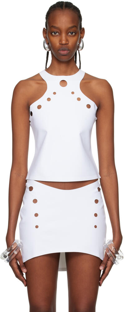 Jean Paul Gaultier White Perforated Tank Top Cover