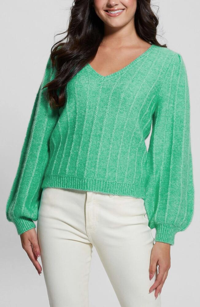 GUESS Madeline Pointelle Detail Sweater in Sea Glass Green Cover