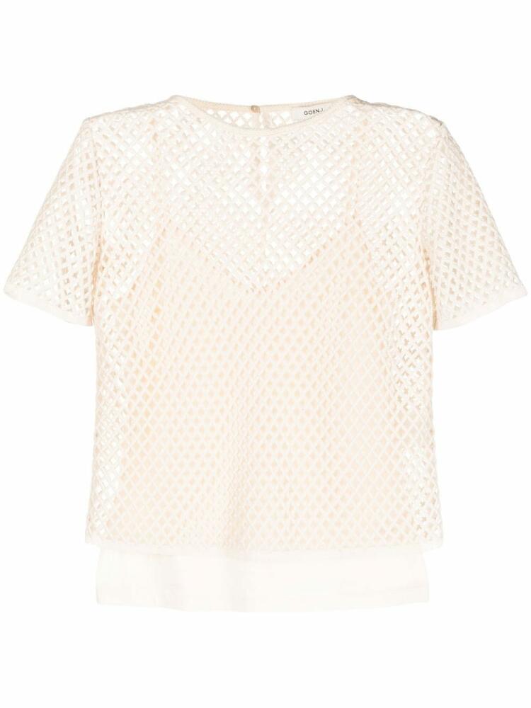 Goen.J open-knit short-sleeved T-shirt - White Cover