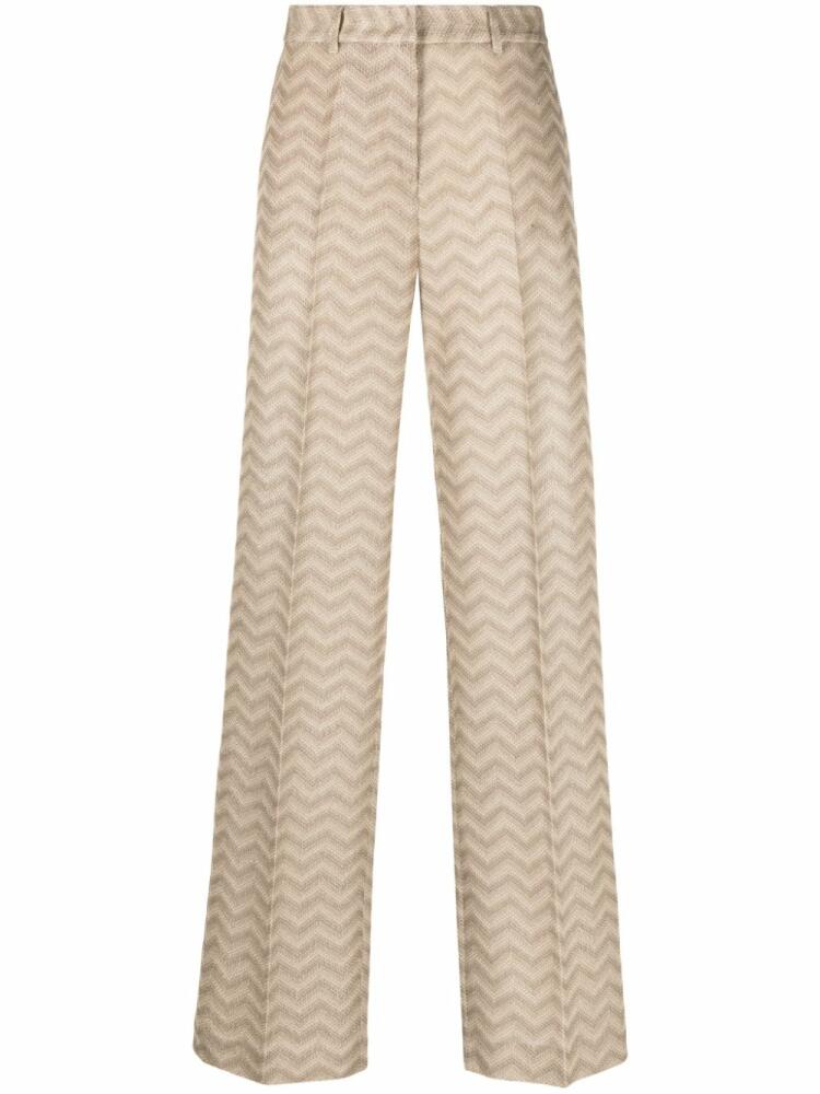 Missoni zigzag-woven straight-leg trousers - Neutrals Cover