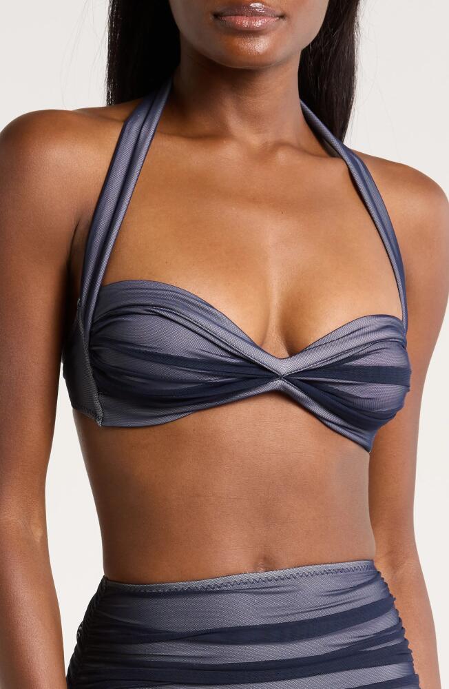 Norma Kamali Bill Ruched Mesh Bikini Top in True Navy Cover