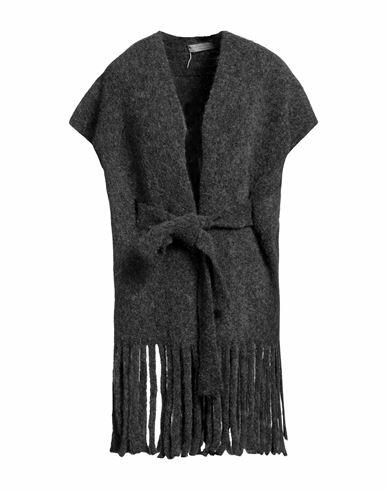 D. exterior Woman Cardigan Steel grey Alpaca wool, Polyamide, Elastane Cover